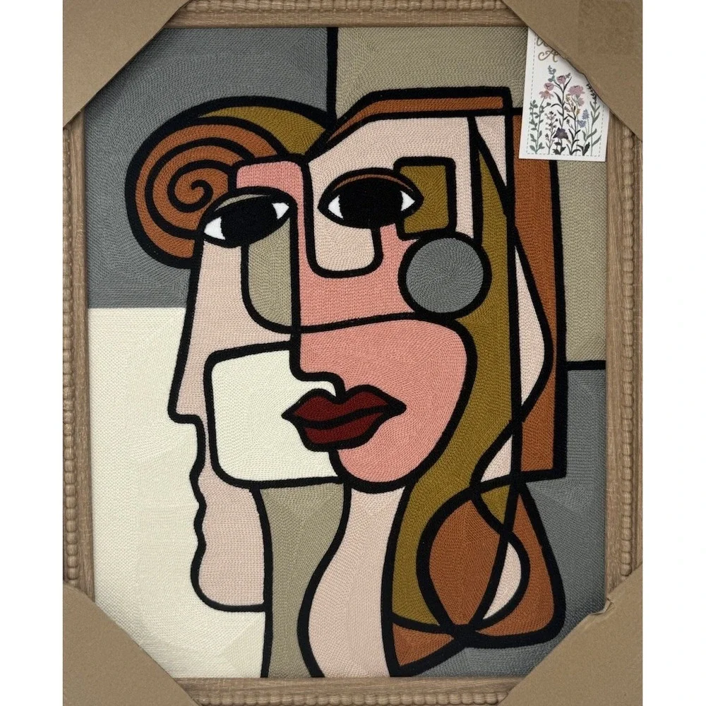 17.5 X 21.5 BP Home Embroidered Textile Wall Art Picasso Face Cubism New